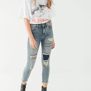 BDG skinny high rise distressed patch jean